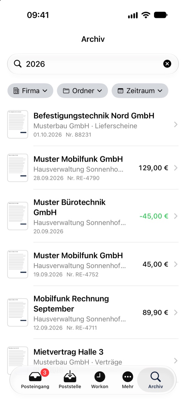 iPhone-App: Suche im Archiv mit Filtern