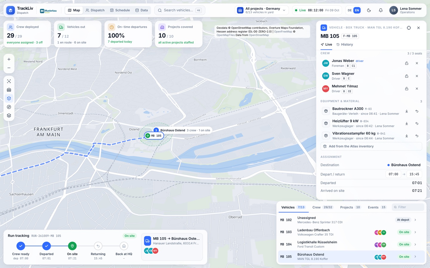 TrackLiv: a vehicle carrying equipment from the Atlas inventory
